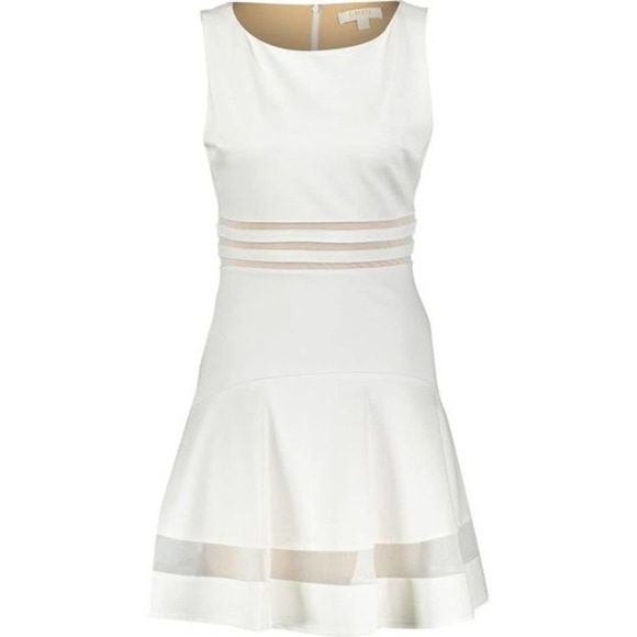 ERIN FETHERSTON | Tessa White Mesh Nude Dress 6 Flounce Mesh - Picture 2 of 11